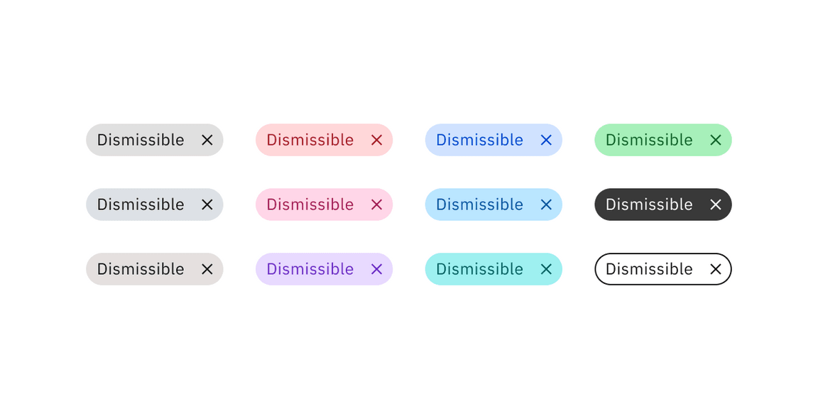 Dismissible tag colors. Dismissible tag colors.