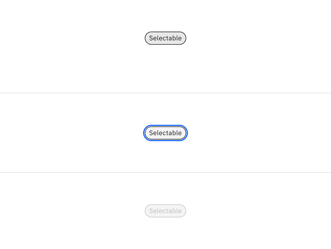 Selectable tag interactive colors. Selectable tag interactive colors.